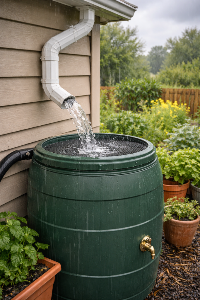 Como Economizar Água na Irrigação captação de água da chuva em barril para irrigação